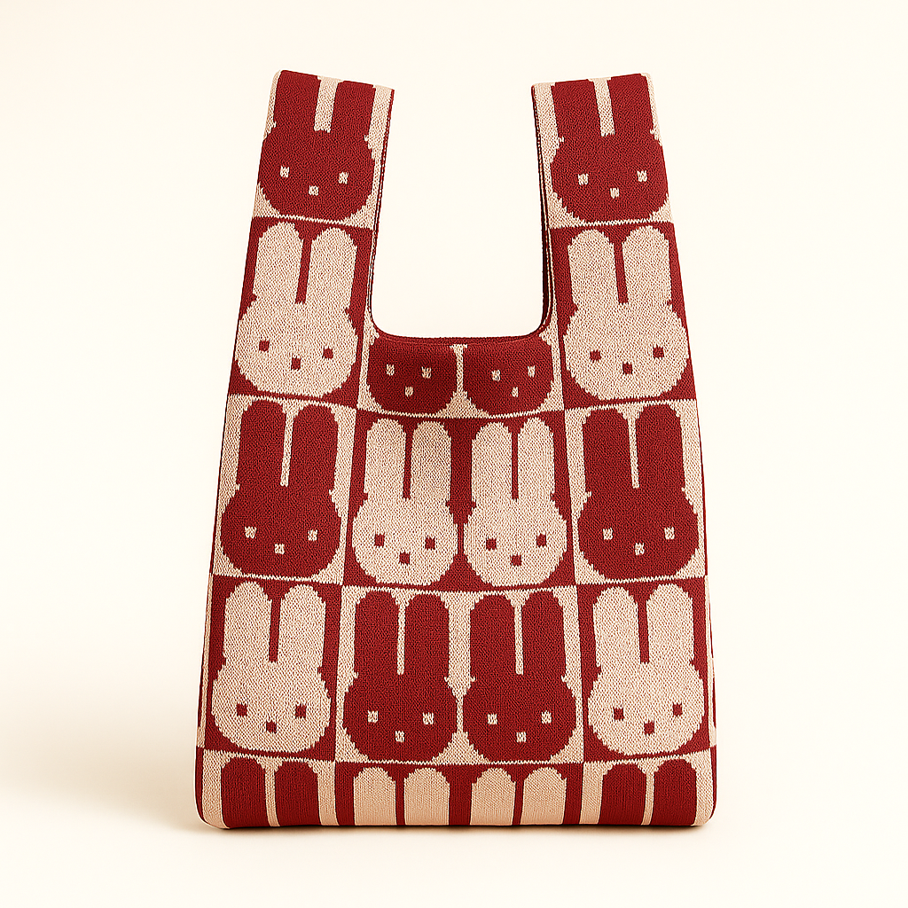 Chessboard Bunny - Knitted bag