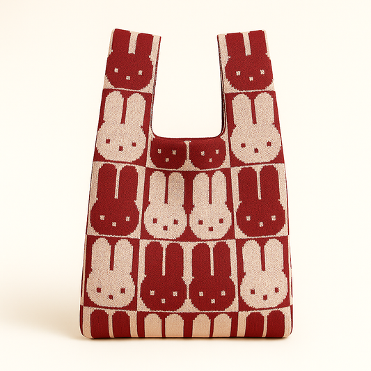 Chessboard Bunny - Knitted bag