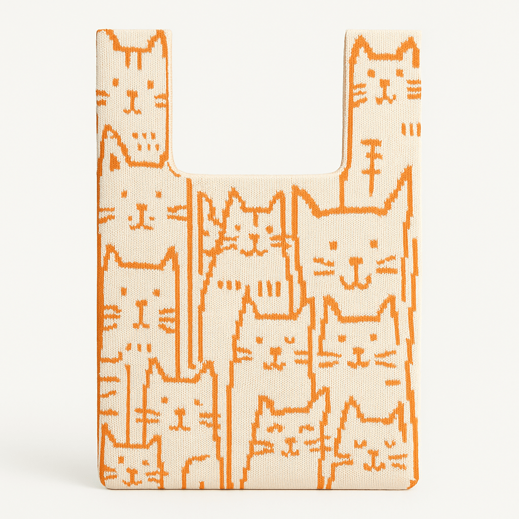 Cats on a Soft Morning - knitted bag