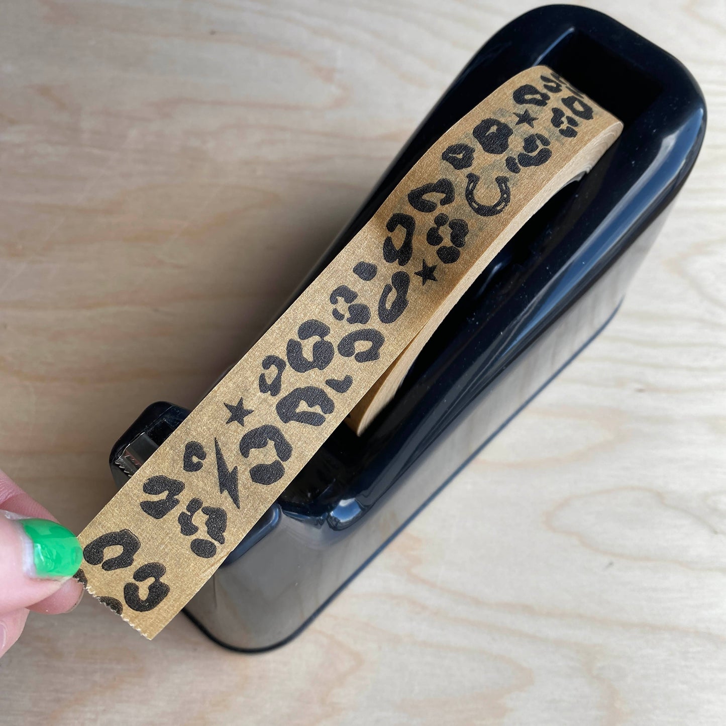 Eco Paper Adhesive Kraft Tape with Black Leopard Print