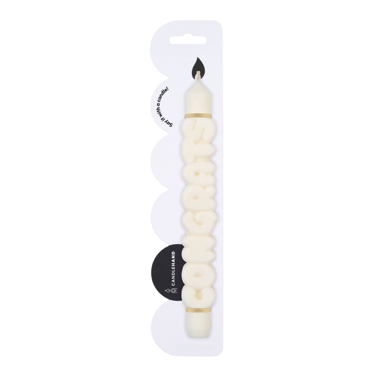 CandleHand Taper candle - CONGRATS - White