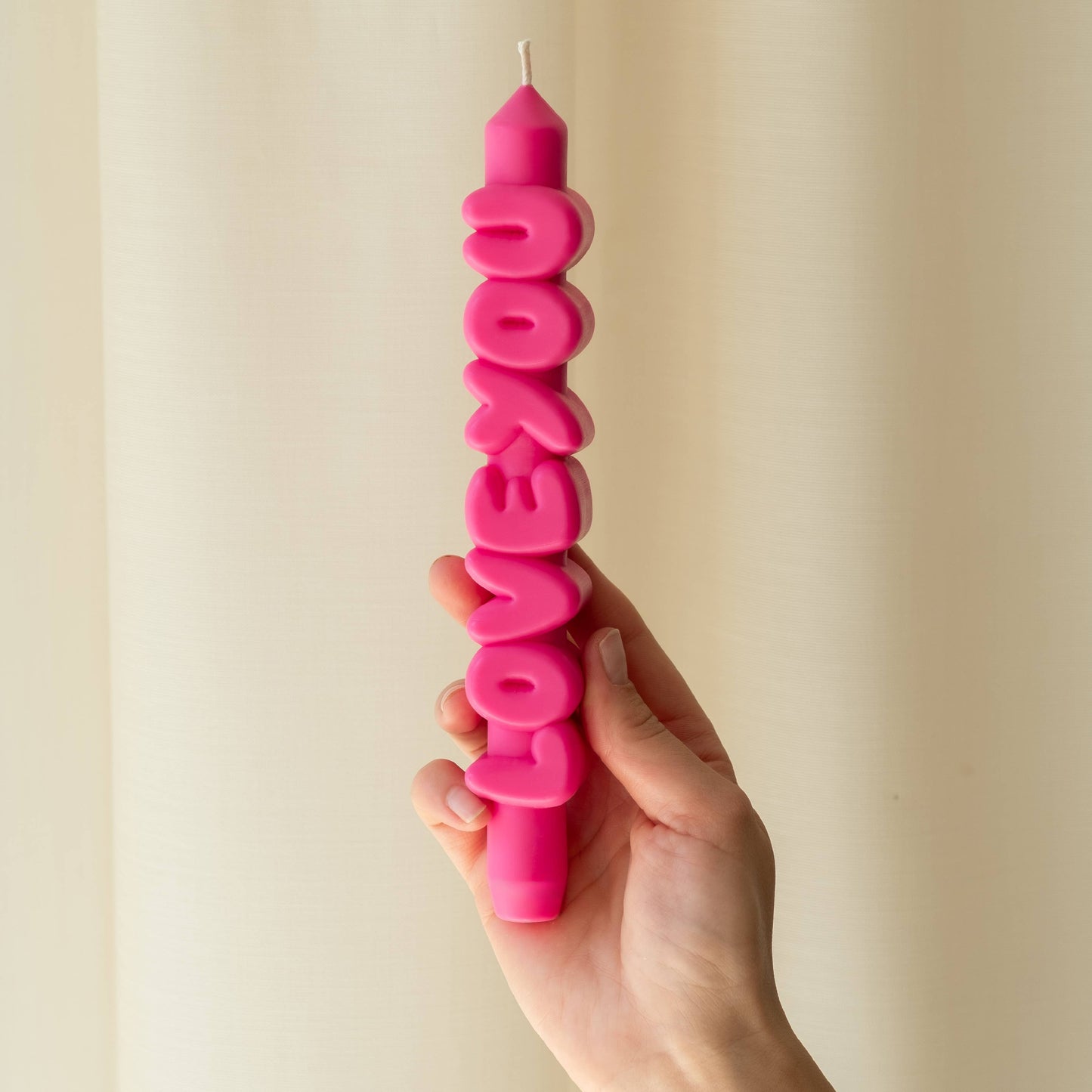 CandleHand Taper candle - LOVE YOU - Pink