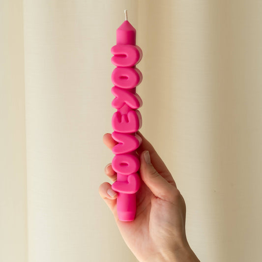 CandleHand Taper candle - LOVE YOU - Pink