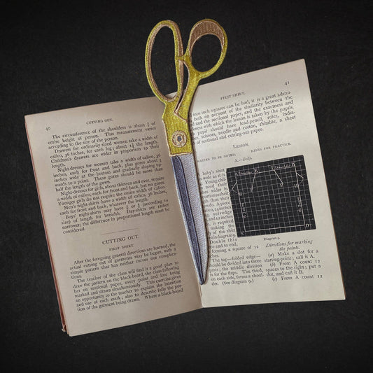 Dressmaker Scissors | Embroidered Fabric Bookmark
