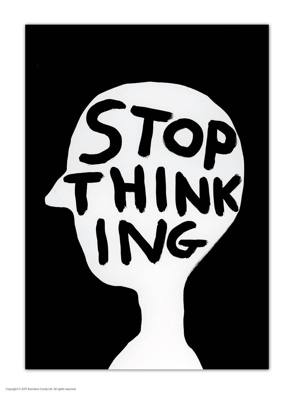 Funny A6 Art Postcard By David Shrigley - Stop Thinking