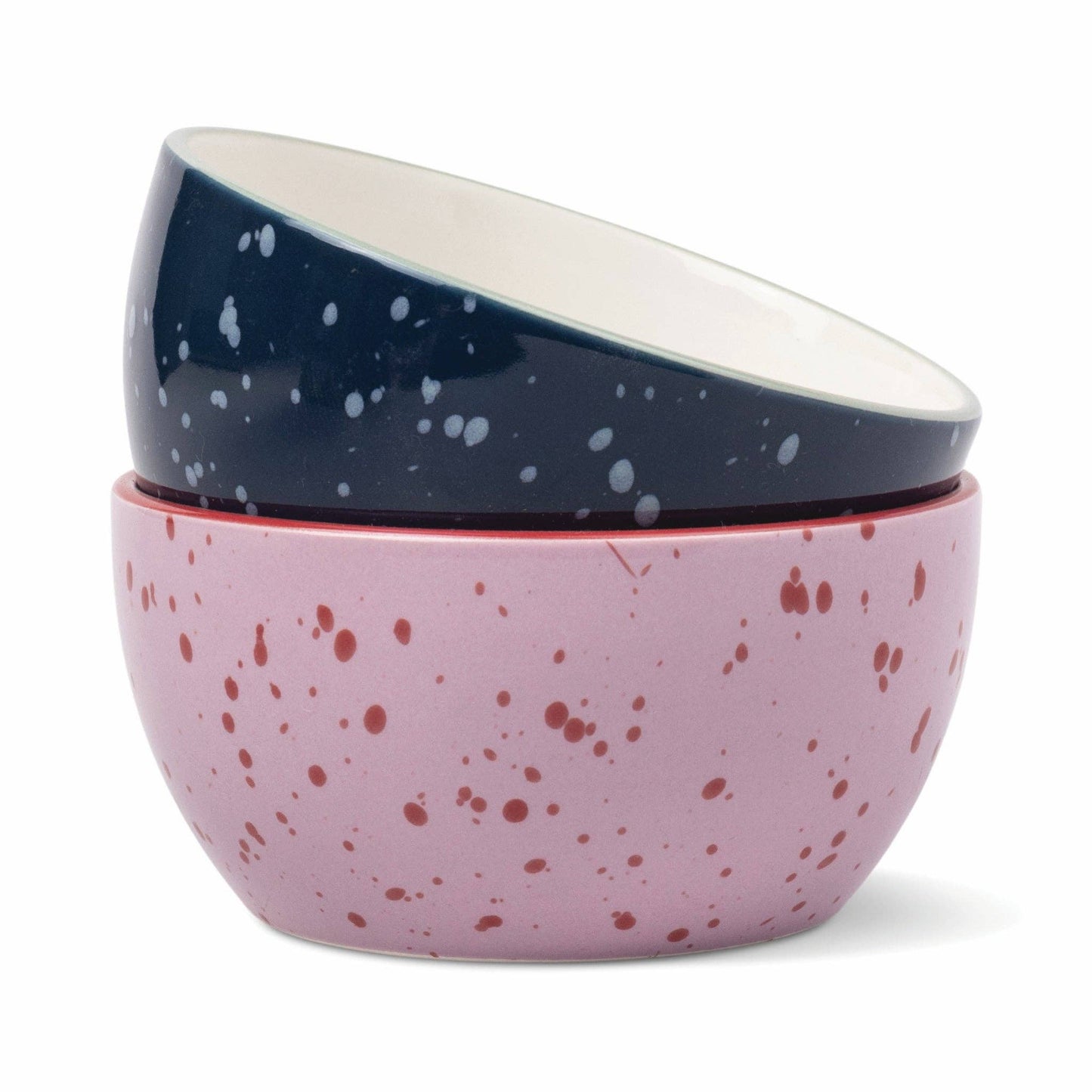 Here's How The Bella Dipping Bowls - Set of 2 - Navy & Lilac Splatter