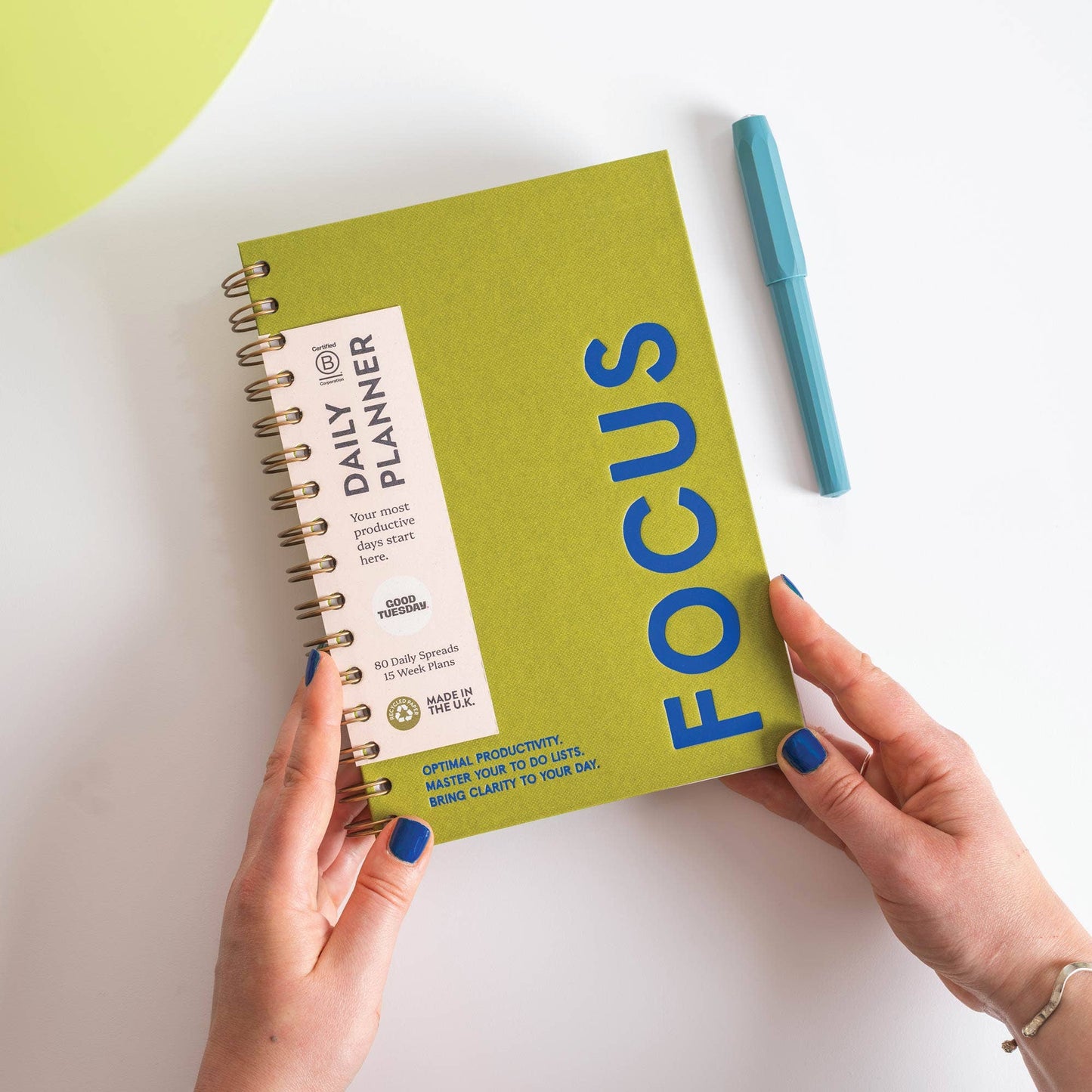 Daily Productivity Planner | Undated | Hardback | Matcha