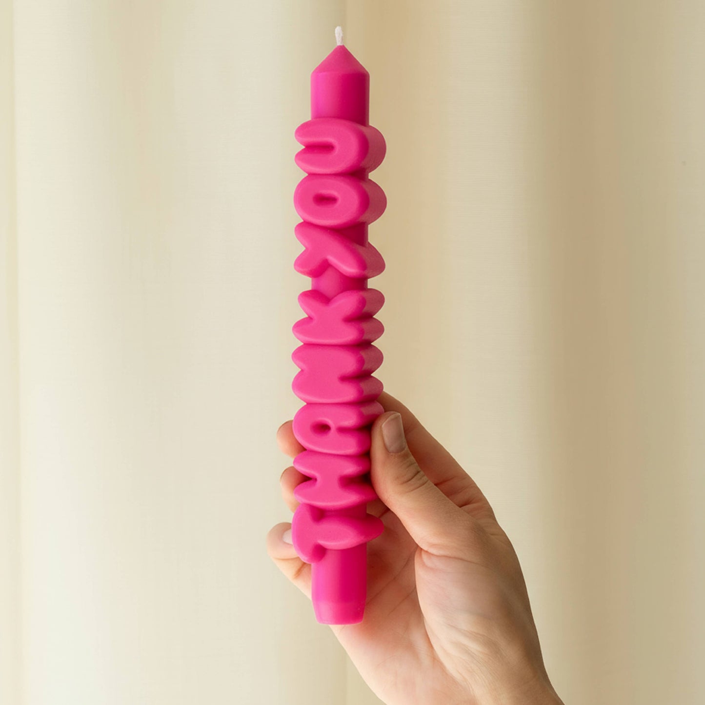 CandleHand Taper candle - THANK YOU - Pink
