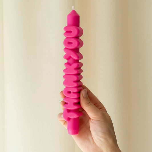 CandleHand Taper candle - THANK YOU - Pink