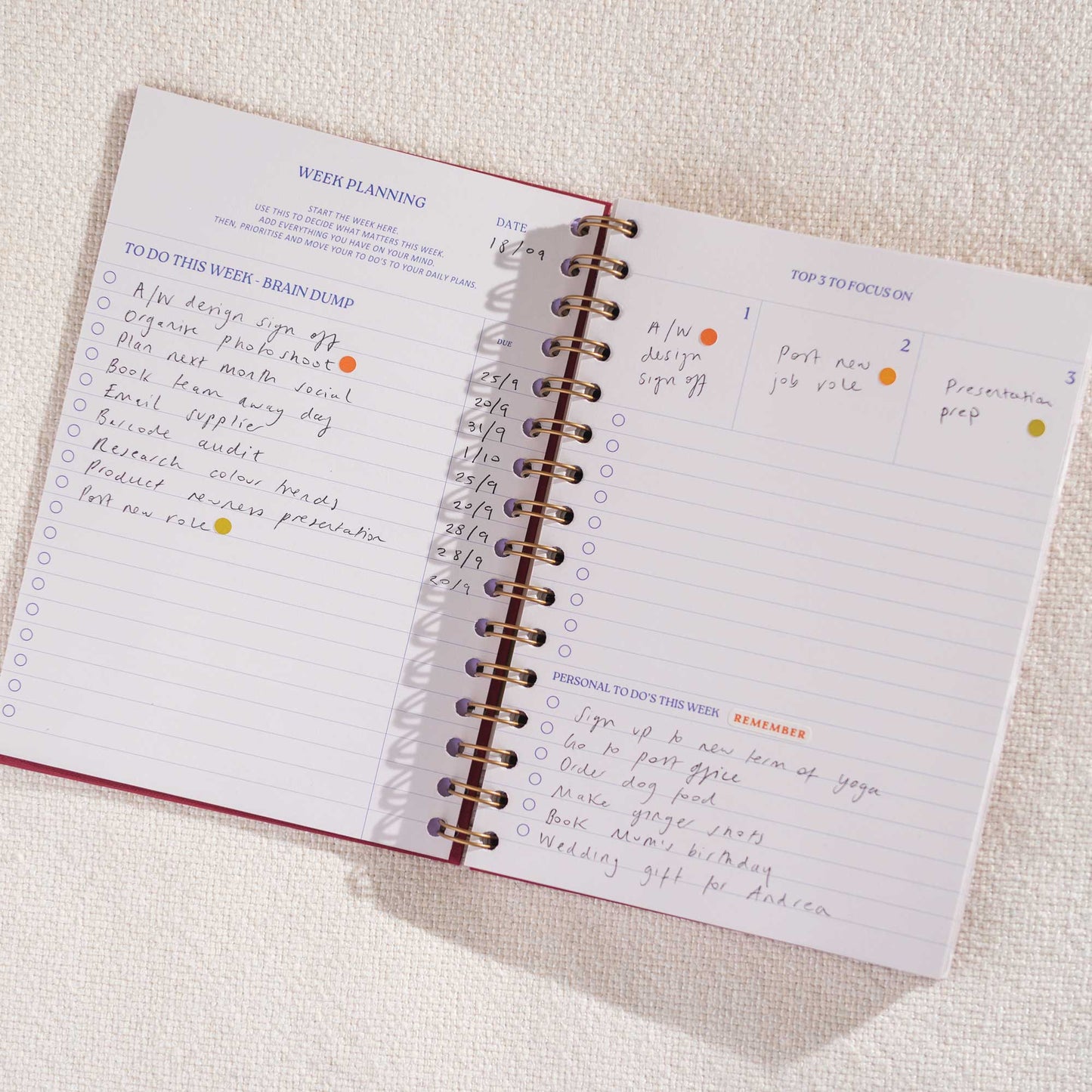 Daily Productivity Planner | Undated | Hardback | Matcha