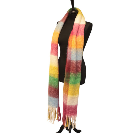 Rainbow Check Chunky Winter Scarf