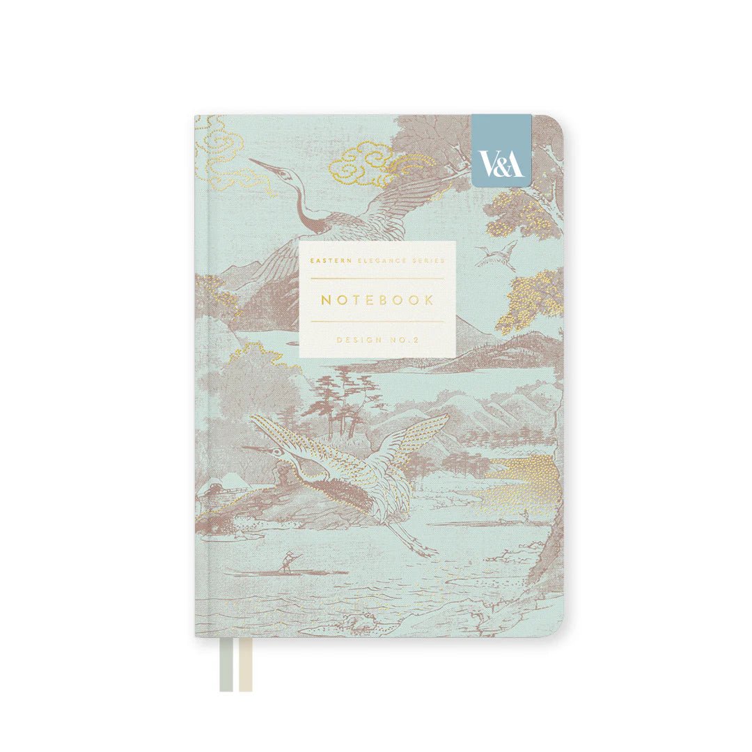 Eastern Elegance Flying Cranes Fabric Hardback Notebook