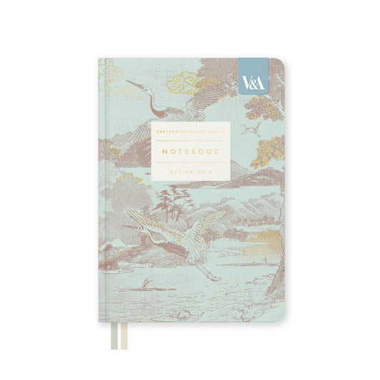 Eastern Elegance Flying Cranes Fabric Hardback Notebook