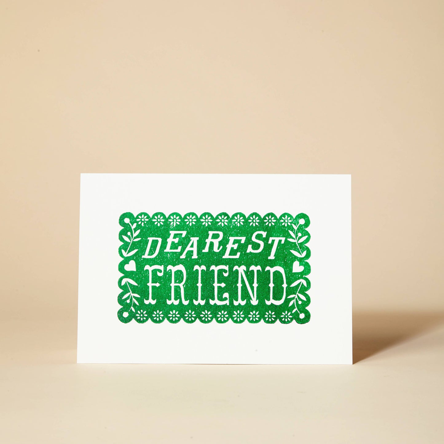 Dearest Friend Linocut Greeting Card