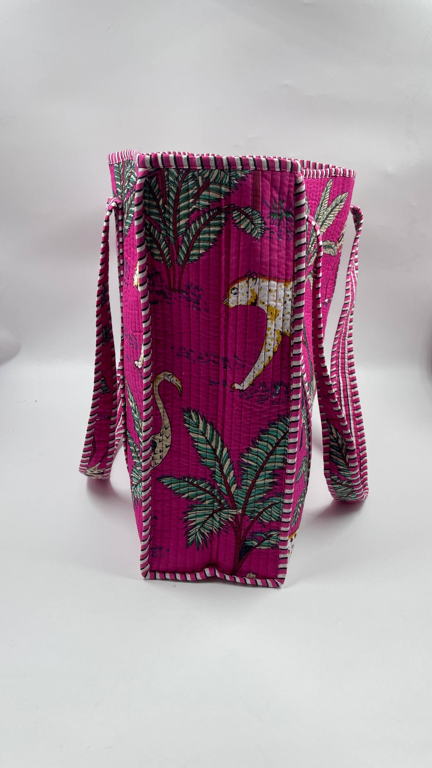 100% Cotton Kantha Quilted Boho Animal Reversible Tote Bag 