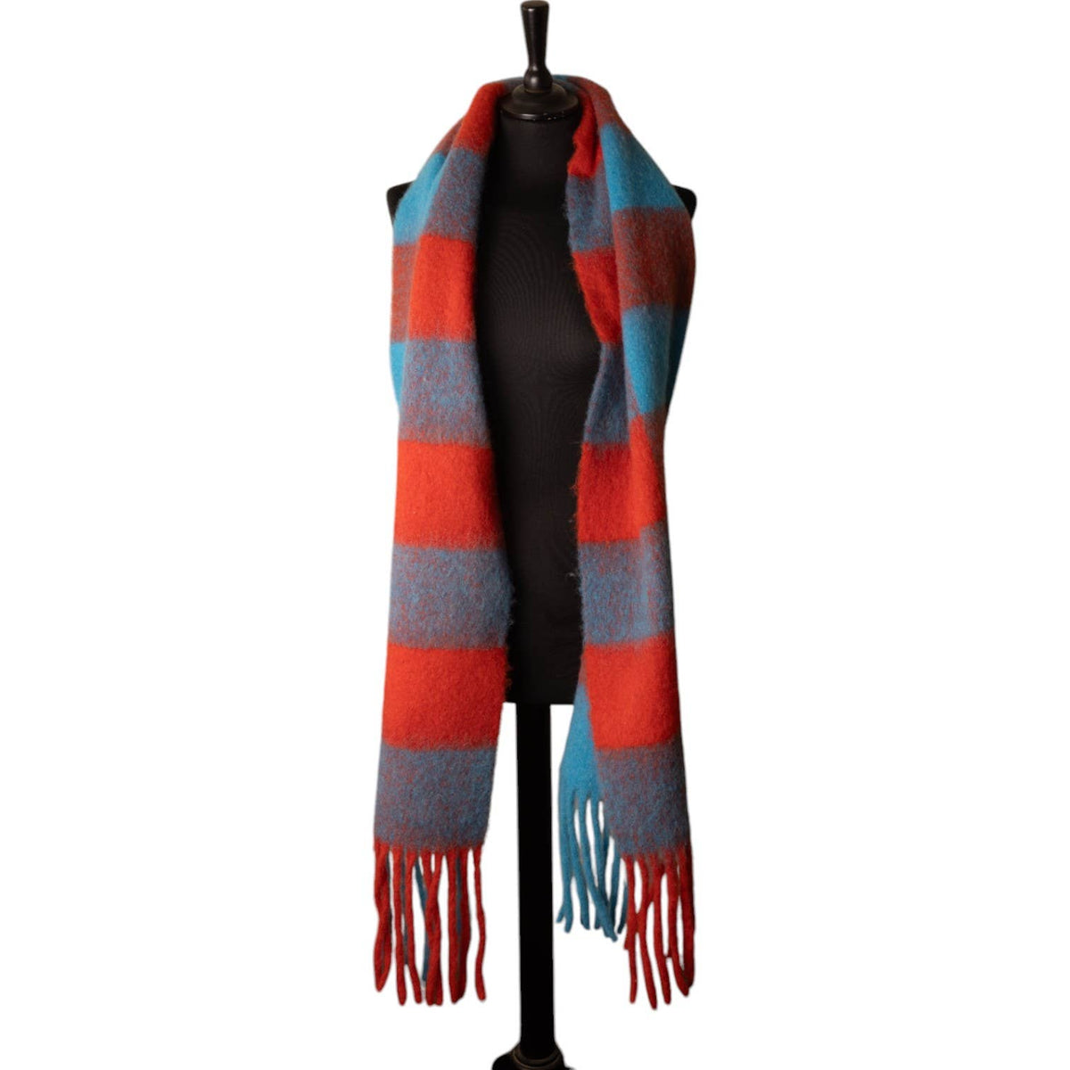Blue & Red Checked Chunky Winter Scarf SW801