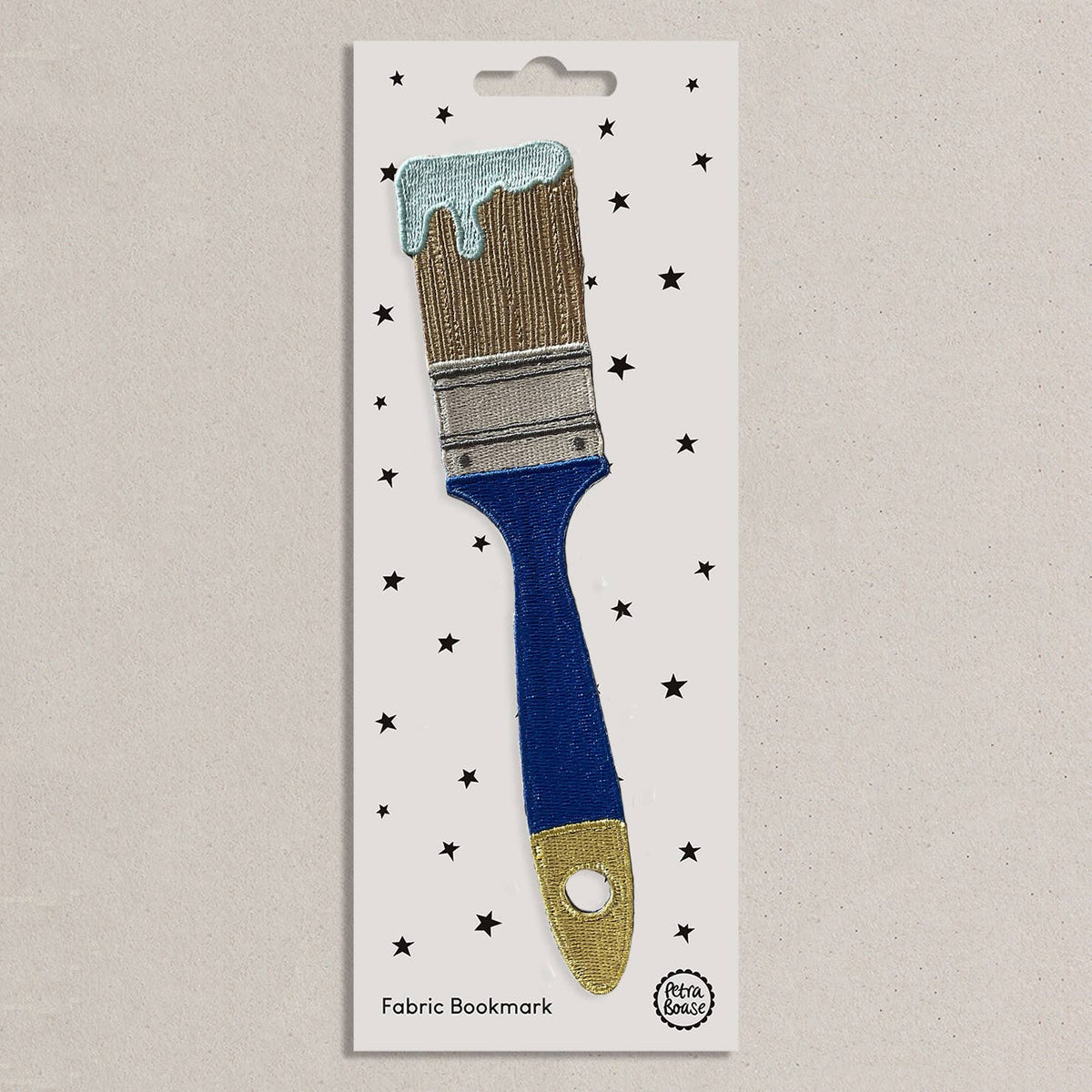 Blue Paintbrush | Embroidered Fabric Bookmark