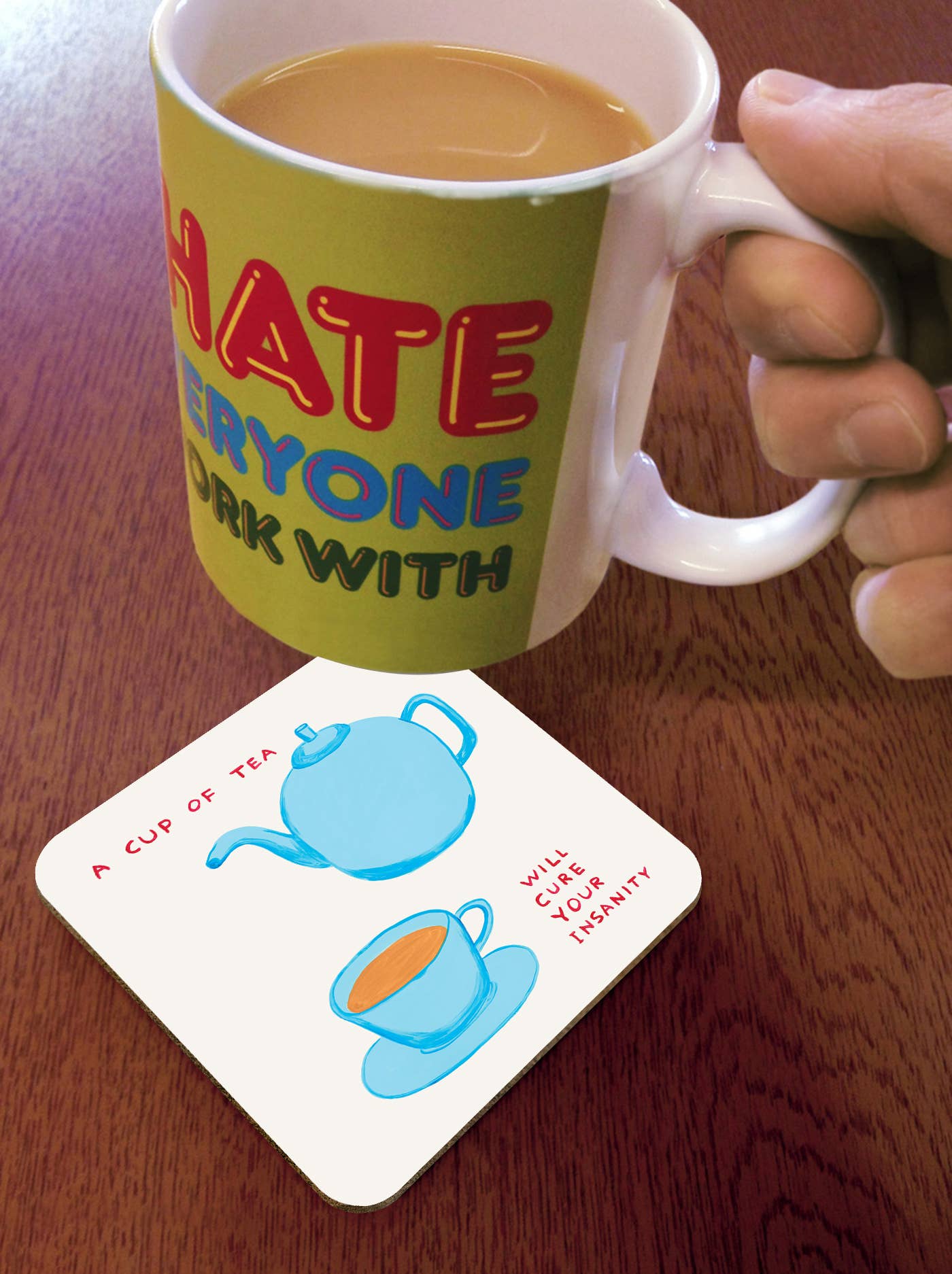 Funny Gift David Shrigley Coaster - Cup Of Tea