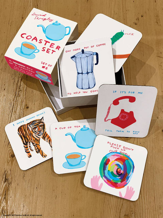 Funny Gift David Shrigley Coaster Set - 6 Designs (Set 2)