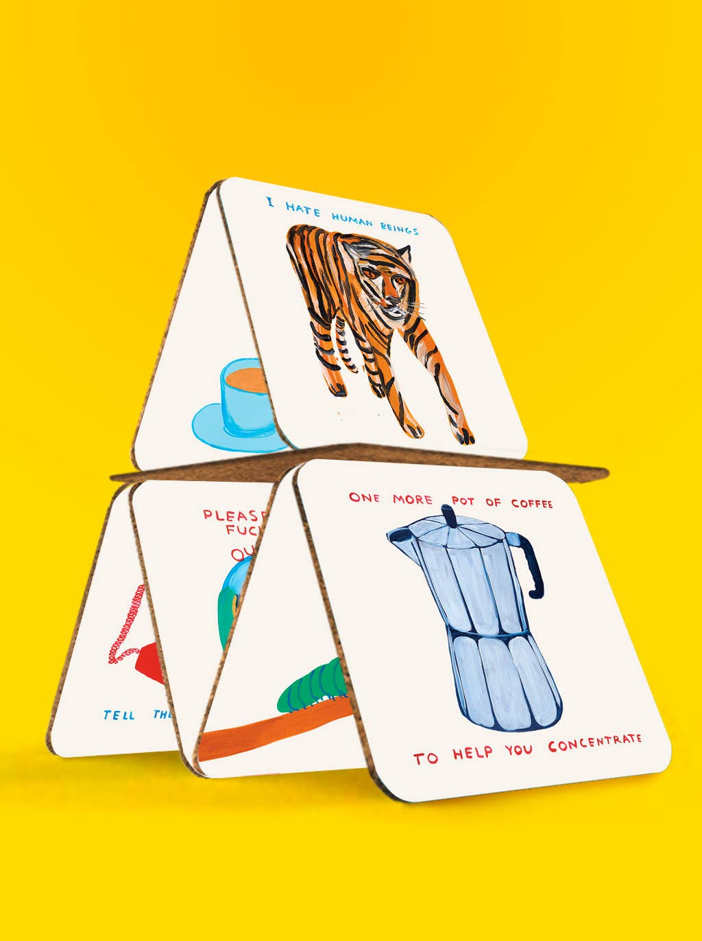 Funny Gift David Shrigley Coaster Set - 6 Designs (Set 2)