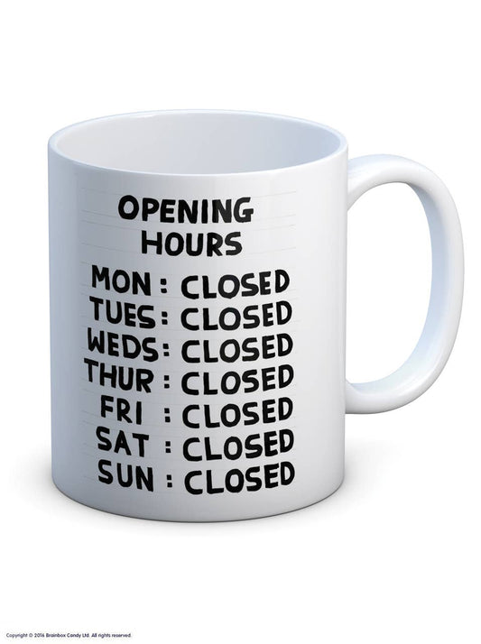 Funny Gift David Shrigley Mug - Opening Hours