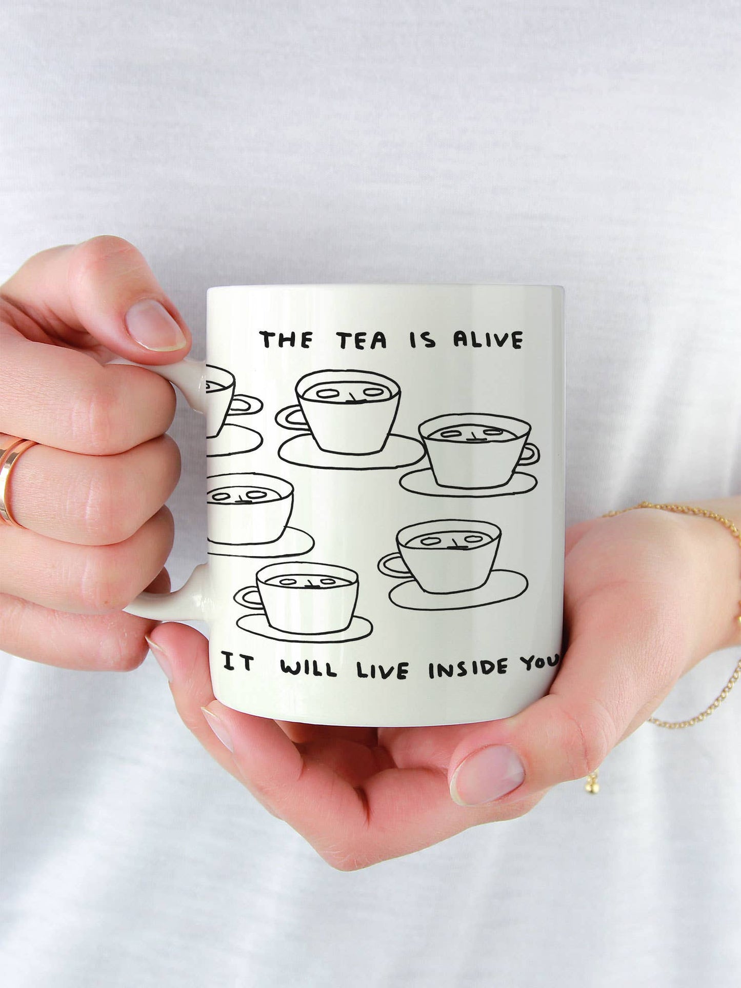 Funny Gift David Shrigley Mug - Tea Is Alive
