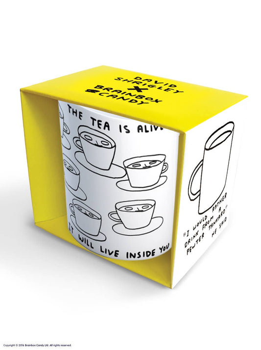 Funny Gift David Shrigley Mug - Tea Is Alive