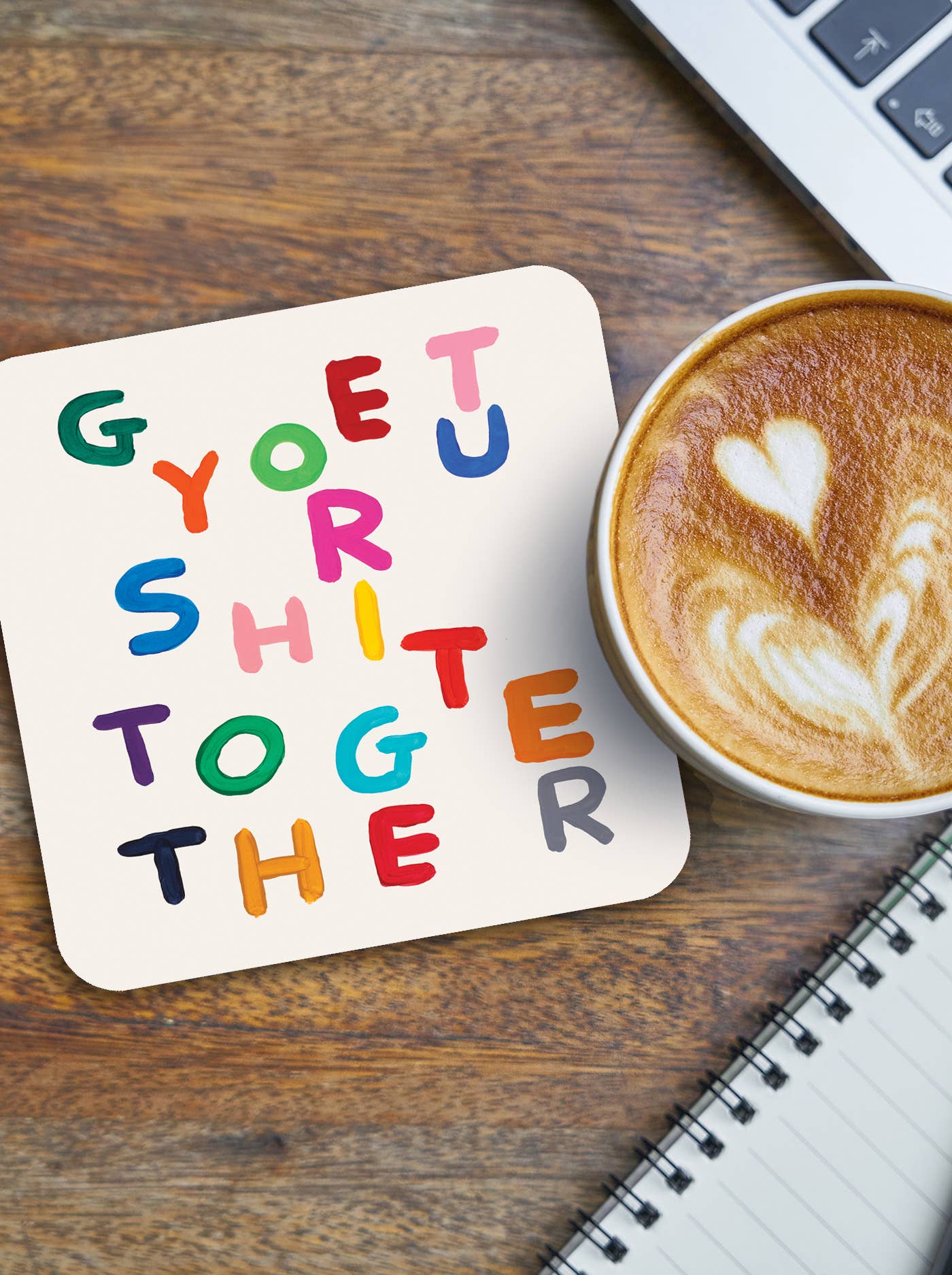 Funny Gift - Get Shit Together Coaster by David Shrigley