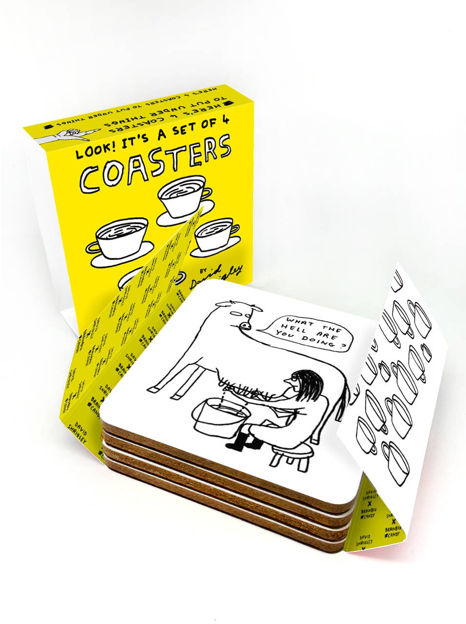 Funny Gift - Pack of 4 Coasters (DSBOX09) by David Shrigley