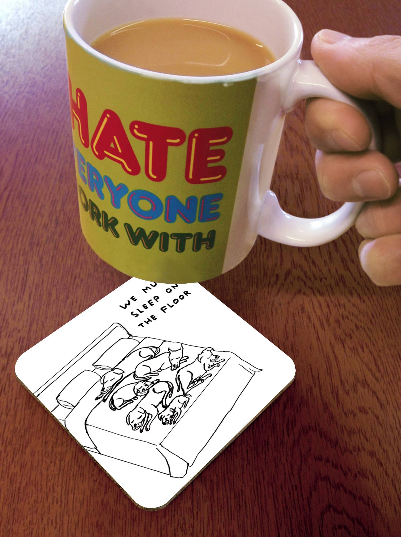 Funny Gift - Sleep On the Floor Coaster by David Shrigley