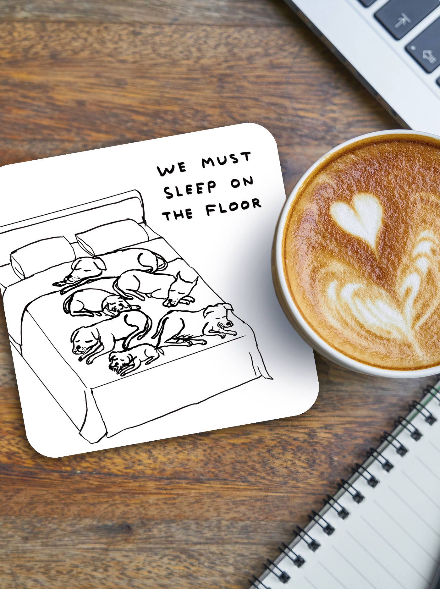 Funny Gift - Sleep On the Floor Coaster by David Shrigley