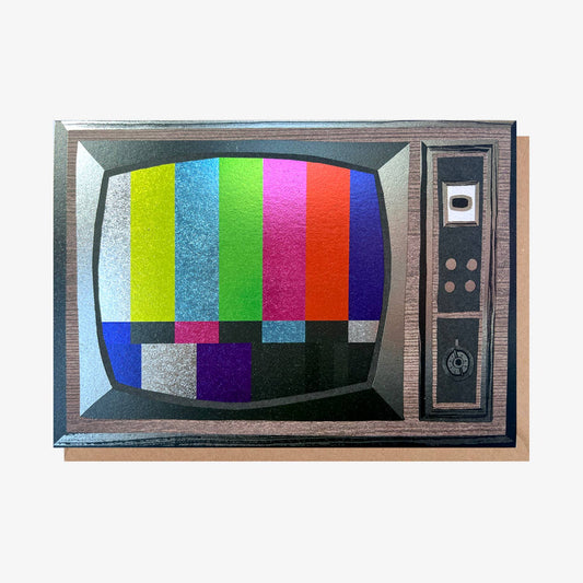 Greeting Card - Retro Tv Test Screen (Foil Finish)