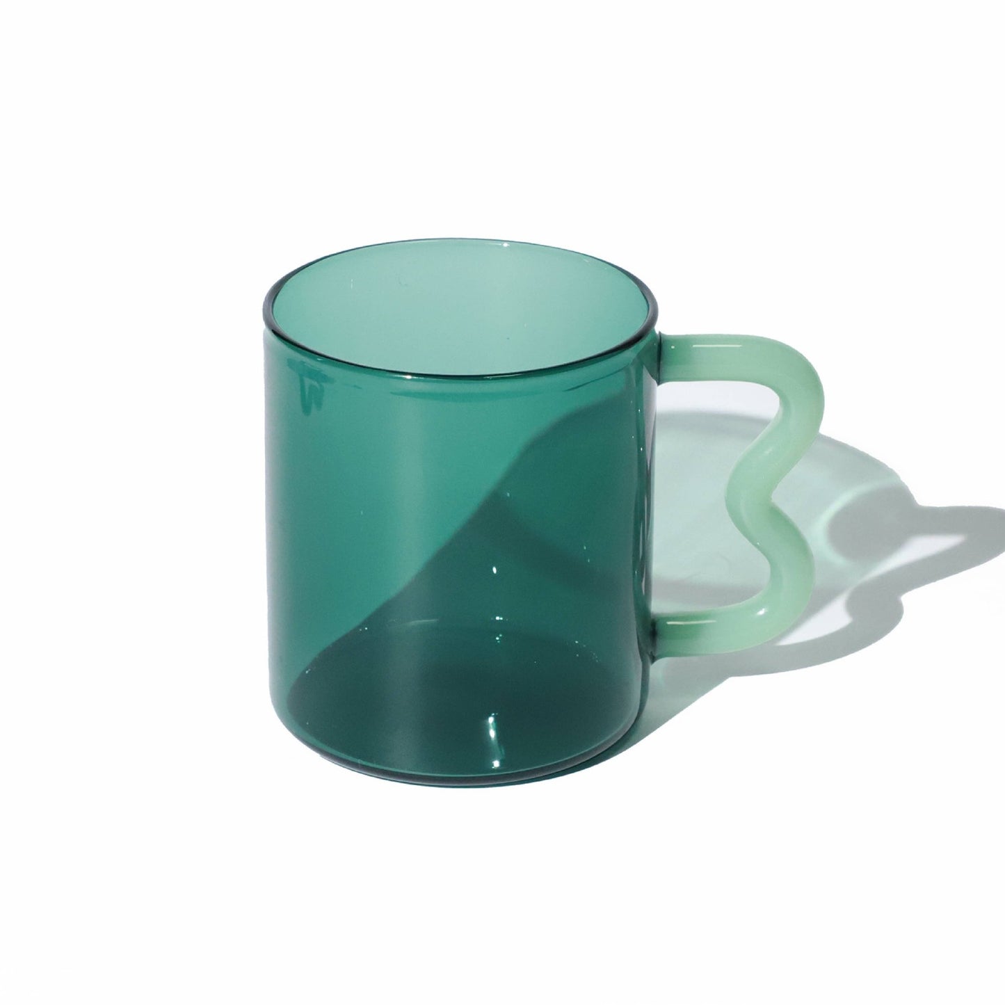 Helio Ferretti Wave Handled Glass Mug Jade | Glass Mug
