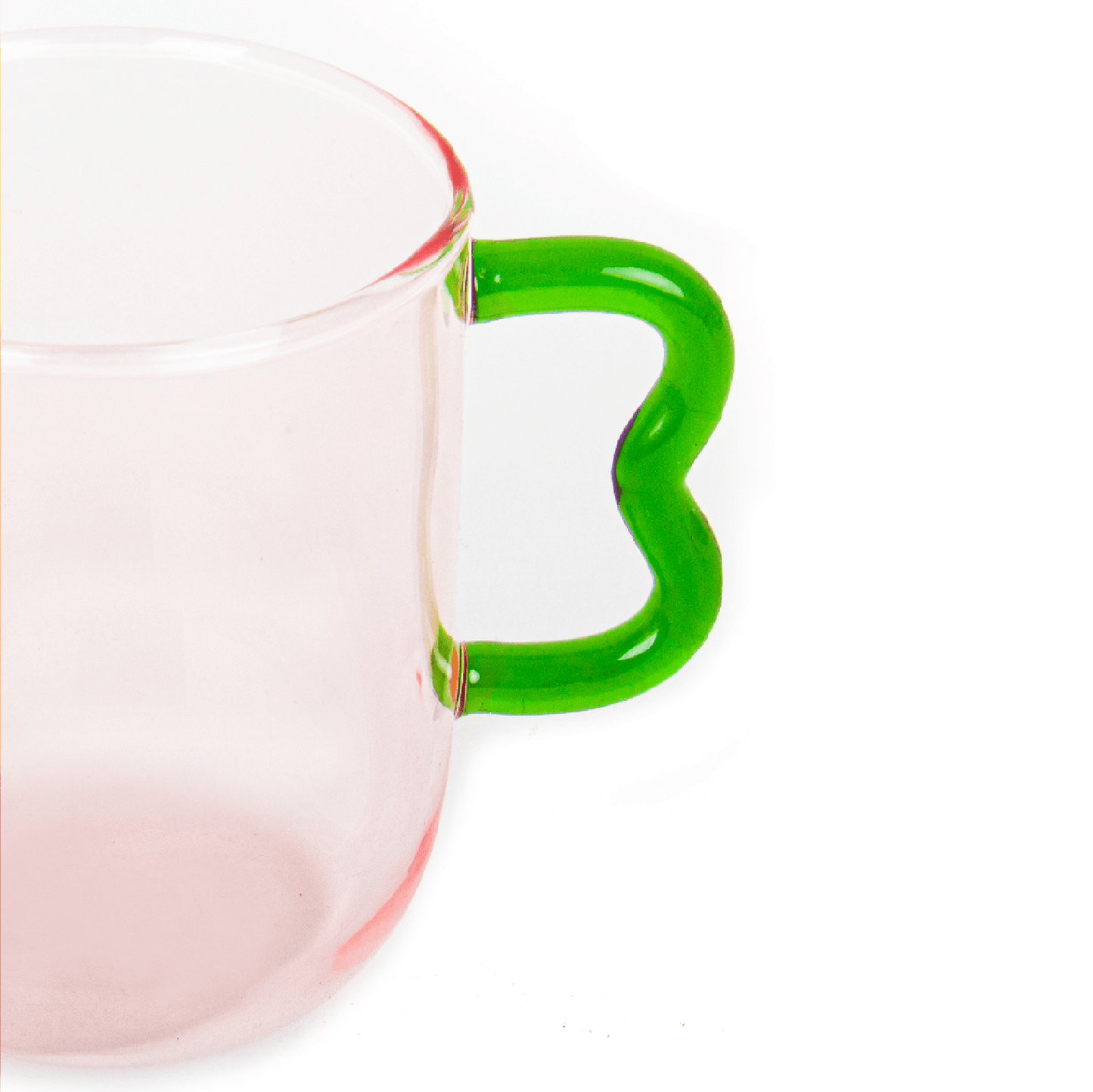 Helio Ferretti Wave Handled Glass Mug - Pink & Green