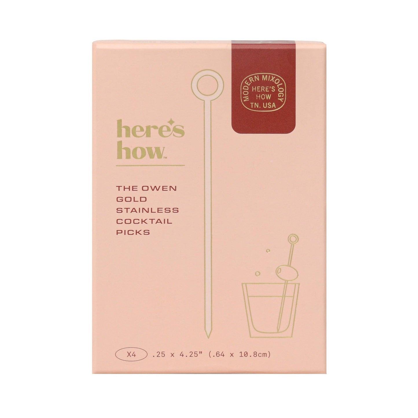Here's How "The Owen" Gold Cocktail Picks - Set of 4