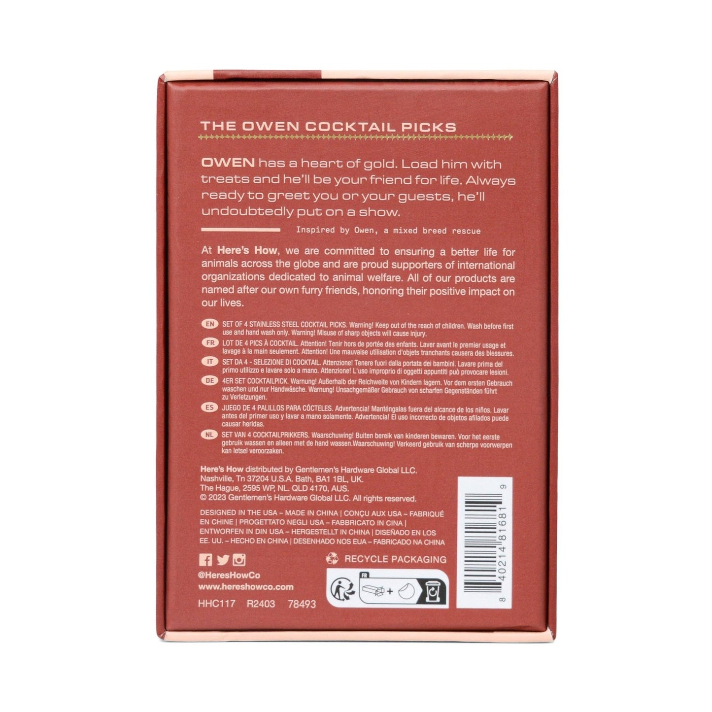 Here's How "The Owen" Gold Cocktail Picks - Set of 4