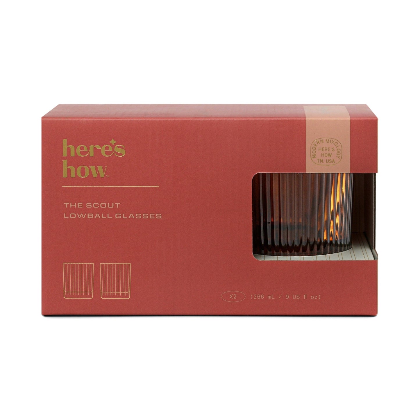 Here's How The Scout Lowball Glass - Set of 2 Amber