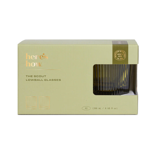 Here's How "The Scout" Lowball Glass - Set of 2 - Olive