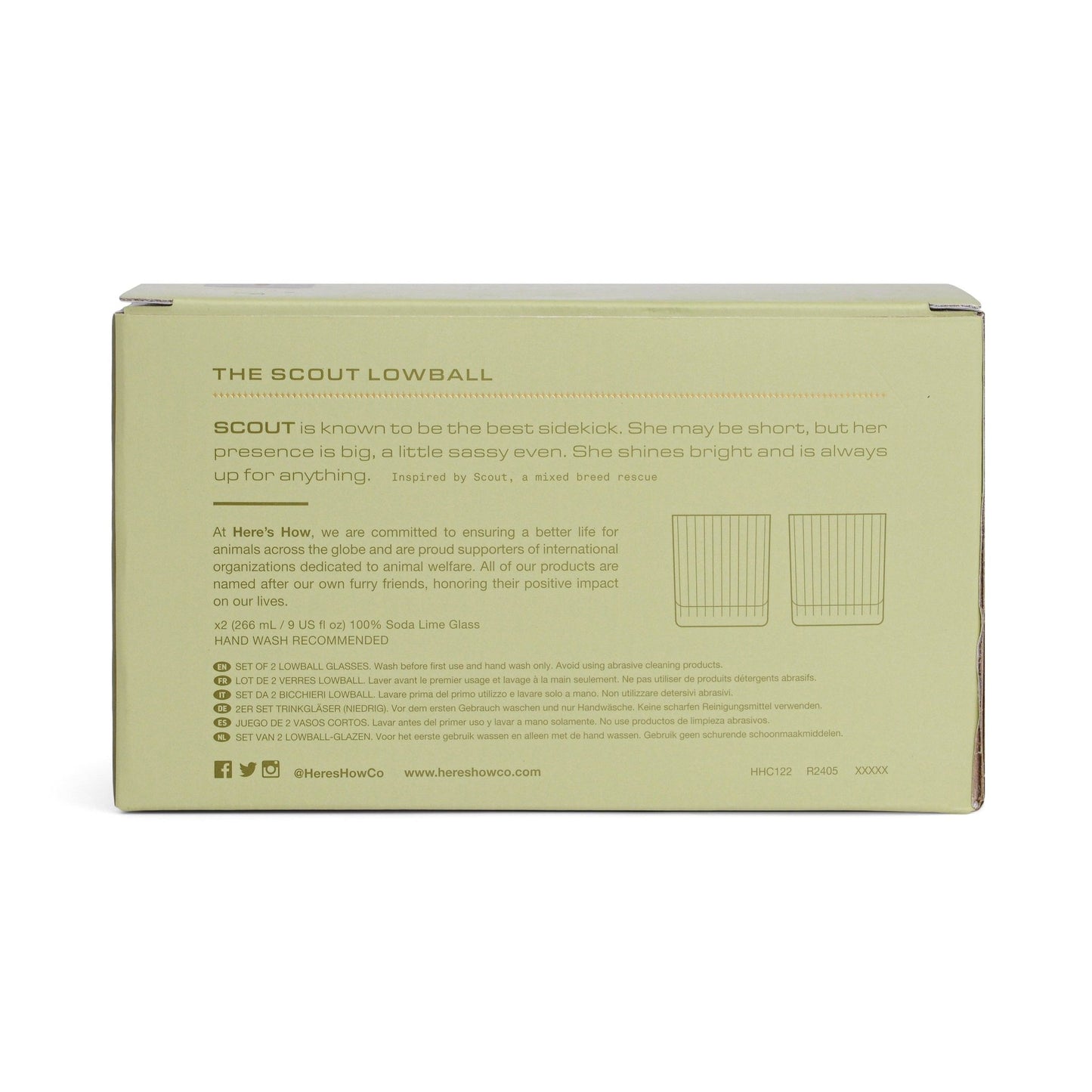Here's How "The Scout" Lowball Glass - Set of 2 - Olive