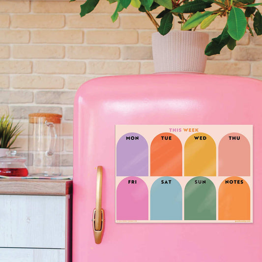 Large A3 Magnetic Weekly Planner | Rainbow Arches | Fridge Magnet Planner