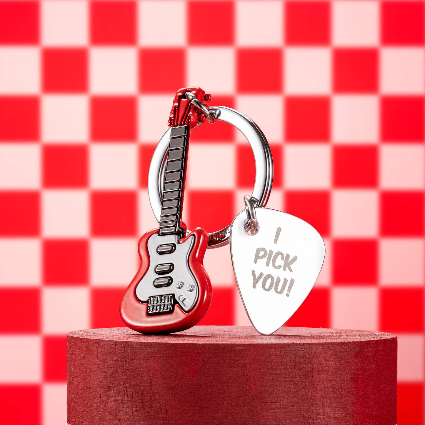 Metalmorphose Keyring Red Electric Guitar with Pick Keyring