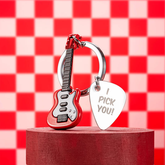 Metalmorphose Keyring Red Electric Guitar with Pick Keyring