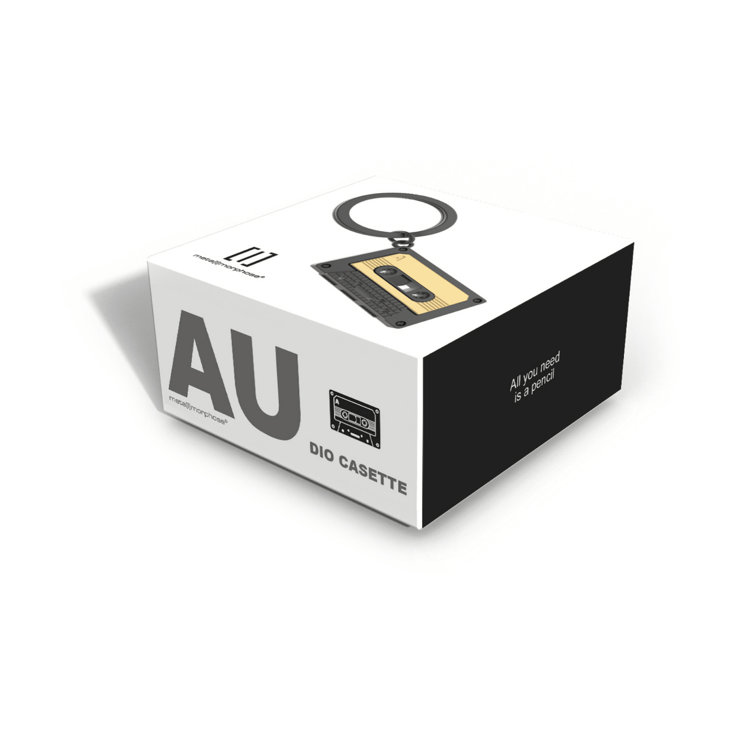Metalmorphose Matt Grey & Gold Cassette Tape Keyring
