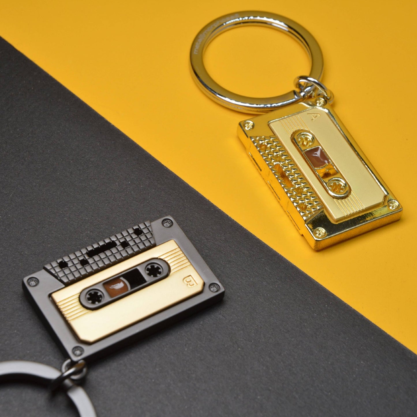 Metalmorphose Matt Grey & Gold Cassette Tape Keyring