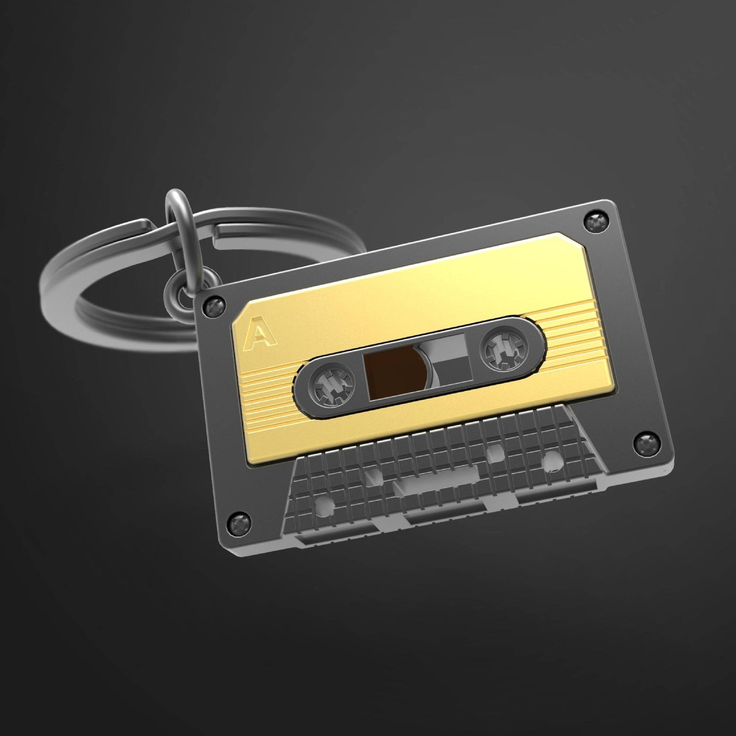 Metalmorphose Matt Grey & Gold Cassette Tape Keyring