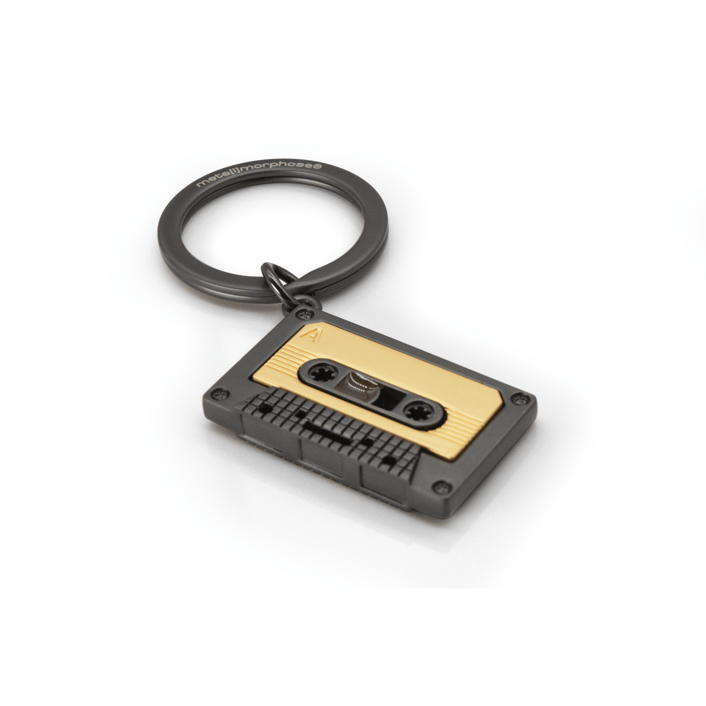 Metalmorphose Matt Grey & Gold Cassette Tape Keyring