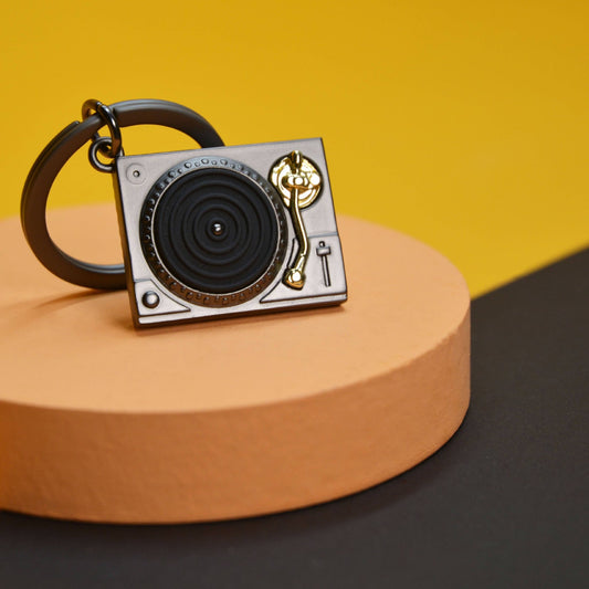 Metalmorphose Matt Grey & Gold Turntable Keyring