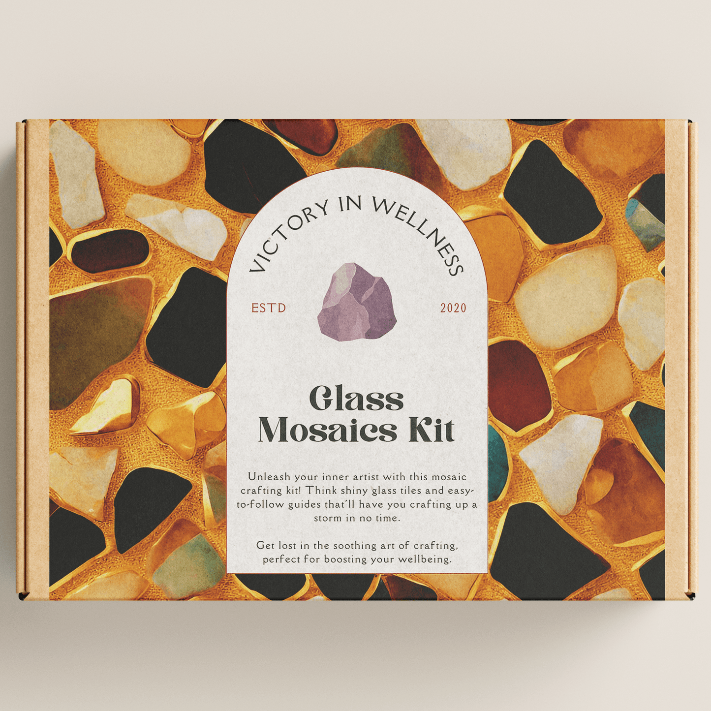 Mosaics, Craft Kit with Glass Tiles & Instructions