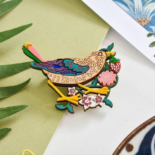 William Morris Strawberry Theif Brooch