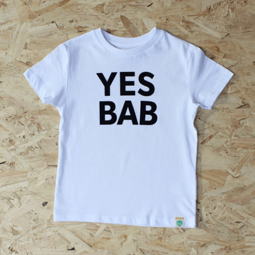 Yes Bab White Kids Tee